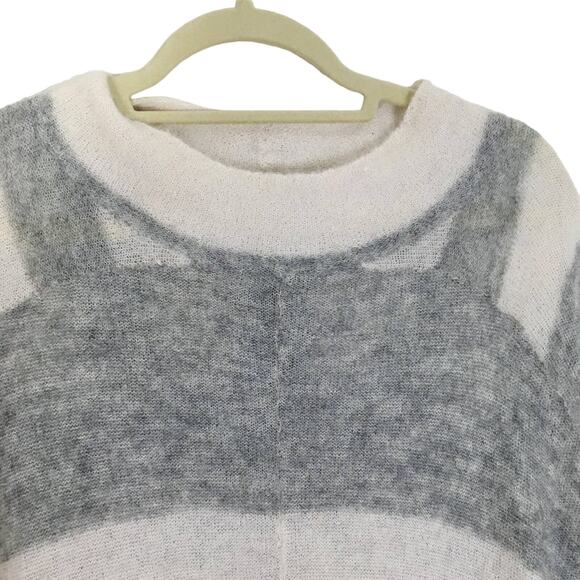 Free People Lafayette Alpaca Mock Neck Poncho XXS Stripe Oversized Long Sweater - Picture 14 of 16